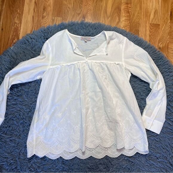 PAUL & JOE SISTER Trianon Eyelet Detail Cotton Top In White Size L - Picture 2 of 8